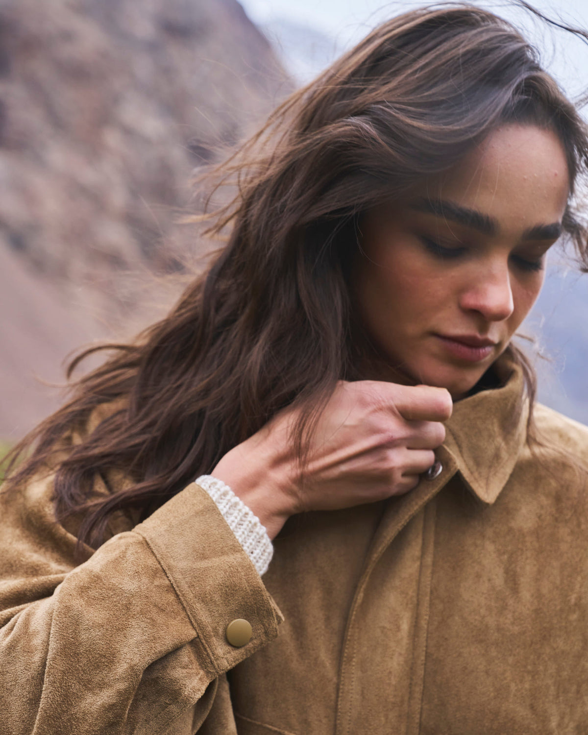 Chaqueta Folk Camel